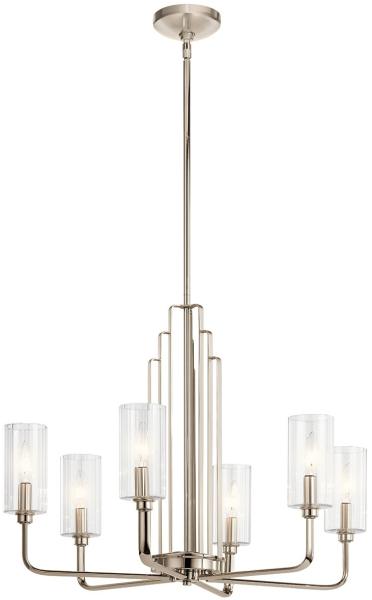 Elstead Lighting Kimrose Kronleuchter 6-Light Nickel poliert Klarglas E14