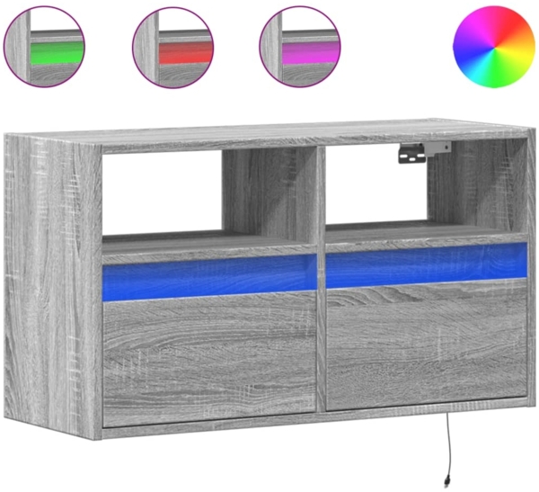 vidaXL TV-Wandschrank mit LED-Beleuchtung Grau Sonoma 80x31x45 cm 852332