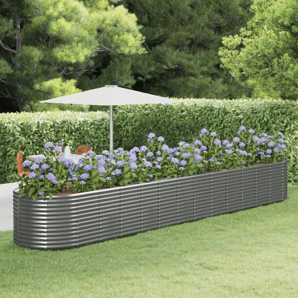 vidaXL Hochbeet Grau 554 x 100 x 68 cm Pulverbeschichteter Stahl 319084