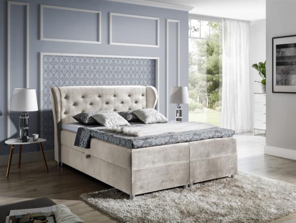Boxspringbett ARIANNA 140x200 cm Stoff Beige