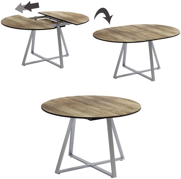 Esstisch Loyd Eiche rustikal/Grau 120-160 x 120 cm ausziehbar Vicco Bild 5