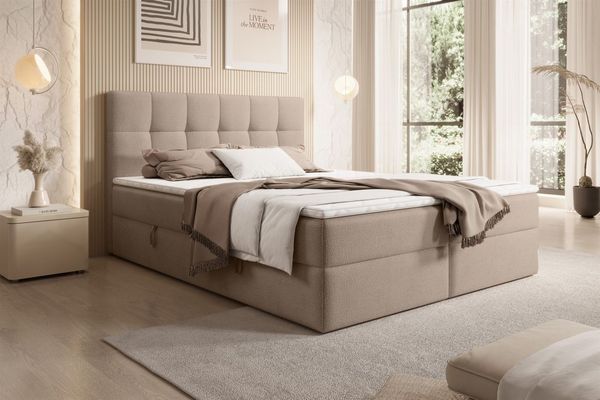 Boxspringbett Schlafzimmerbett ARTURO 180x200cm Stoff Freya Kakao