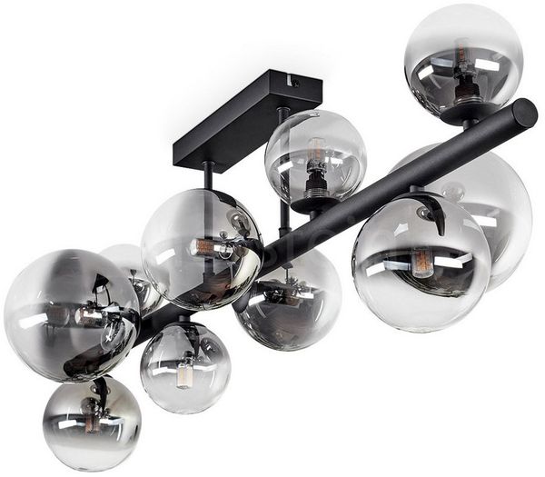 hofstein Deckenleuchte Deckenlampe aus Metall/Glas in Schwarz/Rauchfarben/Klar, ohne Leuchtmittel, Leuchte mit Glasschirmen (10cm, 12cm, 15cm), 10xG9, ohne Leuchtmittel