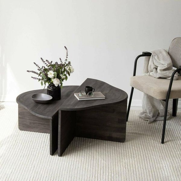 Dmora - Wohnzimmertisch Juno, Niedriger Wohnzimmertisch, Kaffeeregal, Couchtisch für Sofa, 90x90h40 cm, Anthrazit