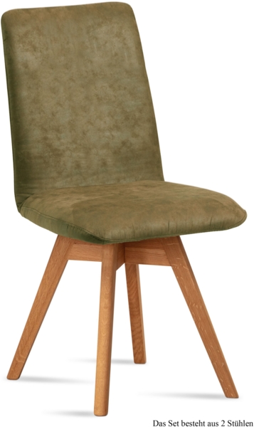 Esszimmerstuhl drehbar (2er-Set) Donni 47x92x60 Eiche geölt/Olivgrün