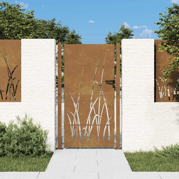 vidaXL Gartentor 100x200 cm Cortenstahl Gras-Design 153231