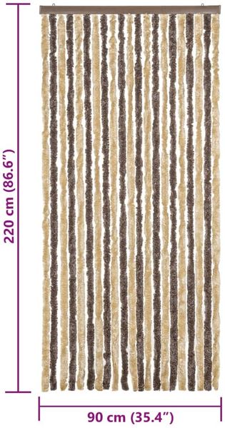 vidaXL Fliegenvorhang Dunkelbraun und Beige 90x220 cm Chenille 377356 Bild 7