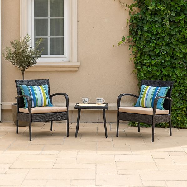 HTI-Line Balkonset Terrassenmöbel Neapel, (Set, 3-tlg, 2x Stühle, 1x Tisch, inkl. Auflagen), Loungemöbel Gartenmöbel
