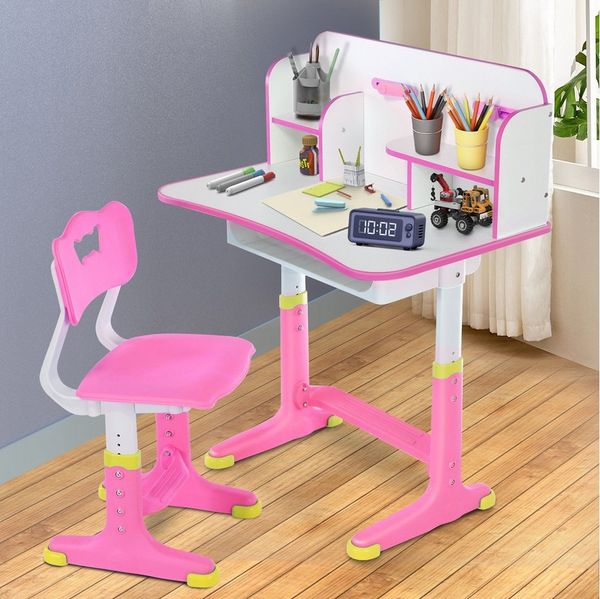 WILGOON Kinderschreibtisch Schreibtisch und Stuhl-Set für Kinder, Höhenverstellbarer (set, Schülerschreibtisch Set mit Stuhl, Lampe und Schublade), Kinder Schreibtisch für Jungs & Mädchen