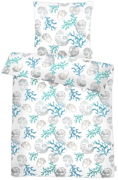 APELT Bettwäsche Coral, Satin (Bio-Baumwolle), Korallen und Muscheln