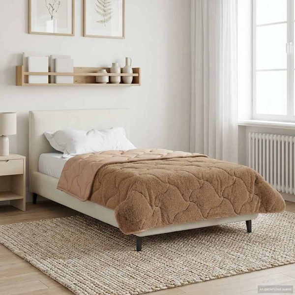 vidaXL Winterbettdecke Taupe 155 x 200 cm Mikrofaser und Teddy-Fleece 42026351