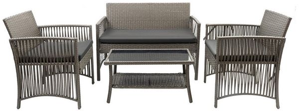 Furnify Gartenlounge-Set EDELHOF 4-teilig Gartenmöbel Set mit Sofa, 2 Sesseln & Tisch, (Set, Sofa, 2x Sessel, 1x Tisch, Sitzkissen), Mit Sitzkissen inklusive Bild 2