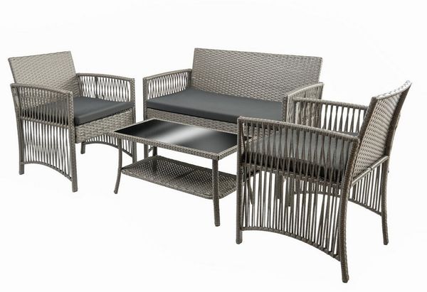 Furnify Gartenlounge-Set EDELHOF 4-teilig Gartenmöbel Set mit Sofa, 2 Sesseln & Tisch, (Set, Sofa, 2x Sessel, 1x Tisch, Sitzkissen), Mit Sitzkissen inklusive Bild 3