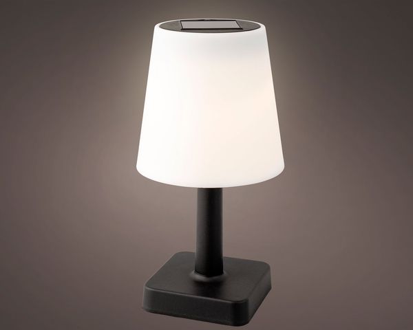 Lumineo LED Solarleuchte, Dauerlicht, warmweiß, Solar Tischlampe kabellos 12x23cm Kunststoff Outdoor Warmweiß