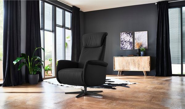 Places of Style Relaxsessel Cartore Fuß schwarz, manuelle oder motorische Verstellung mit Akku, drehbar, hochwertiger Kaltschaum, Drehsessel