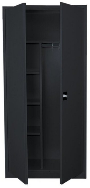 Mehrzweckschrank mit Flügeltüren, 1800 x 800 x 383 mm, RAL 9005/9005 Tiefschwarz