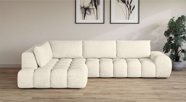 OTTO home Ecksofa AZITA L-Form, XL 296 cm - Designsofa in Bubble-Optik, lose Rückenkissen, traumhafte Steppung