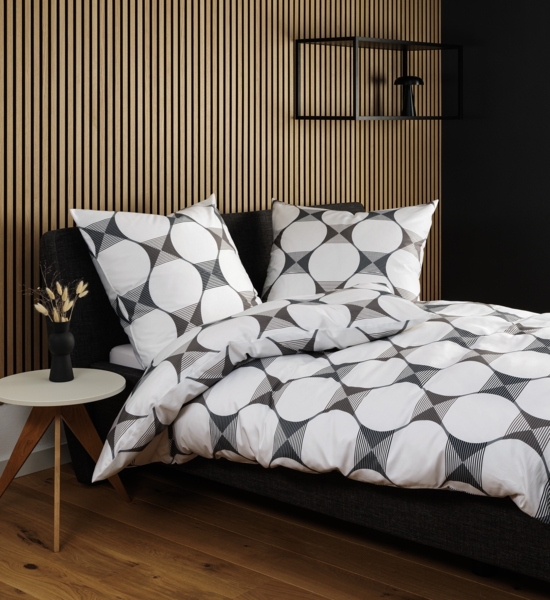 Janine Mako-Satin Bettwäsche 155x200,80x80 2 teilig J. D. 87103-10-510 weiß grau schwarz Bild 3