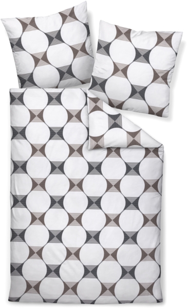 Janine Mako-Satin Bettwäsche 155x200,80x80 2 teilig J. D. 87103-10-510 weiß grau schwarz Bild 1