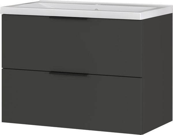 Germania Waschtisch inkl. Becken 0728-547 GW-Crandon, in Graphit, mit Waschbecken in Dekor weiß, 81 x 65 x 47 cm (BxHxT)