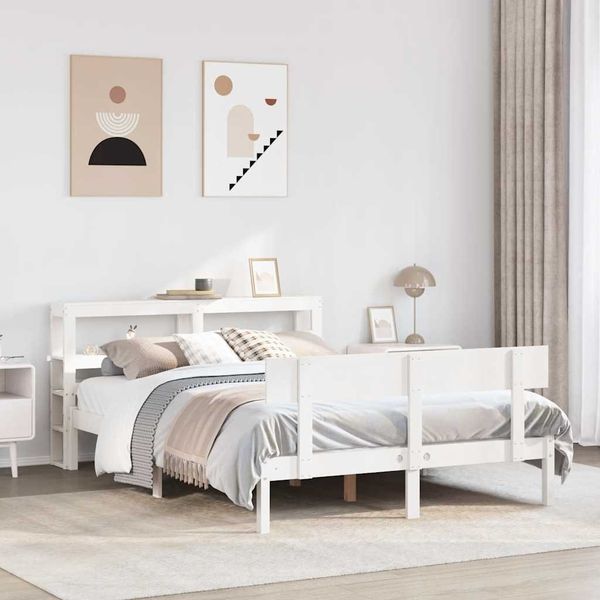 vidaXL Massivholzbett ohne Matratze Weiß 120x200 cm Kiefernholz 3305799