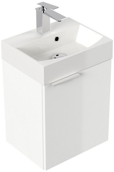 Posseik Badmöbel-Set Gäste WC Raumspar-Waschplatz "Cubi 40 cm" weiß Hochglanz