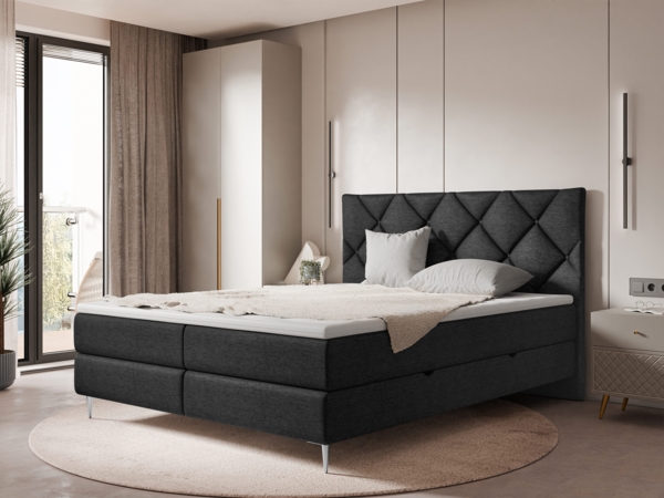 Boxspringbett Liztuko (Farbe: Verita 98, Füße: Chrom, Größe: 180 x 200)