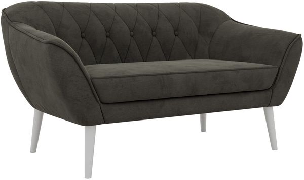 Polstersofa PIRS 2 Skandinavisches Sofa 2-Sitzer, Sofa mit Wellenfederung, Breite 140 cm, weiße Füße Hoher Sitzkomfort - Dunkelgrau Velvet Bild 6