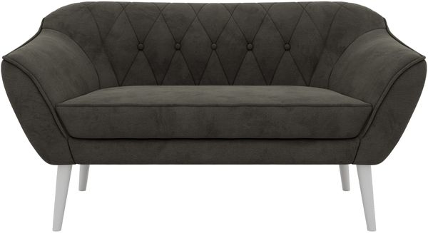Polstersofa PIRS 2 Skandinavisches Sofa 2-Sitzer, Sofa mit Wellenfederung, Breite 140 cm, weiße Füße Hoher Sitzkomfort - Dunkelgrau Velvet Bild 7