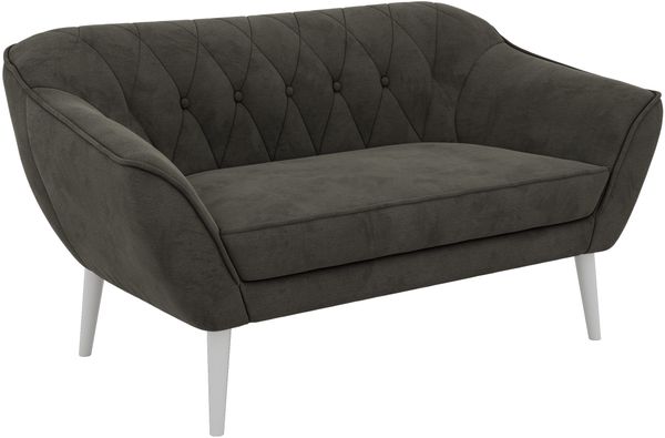 Polstersofa PIRS 2 Skandinavisches Sofa 2-Sitzer, Sofa mit Wellenfederung, Breite 140 cm, weiße Füße Hoher Sitzkomfort - Dunkelgrau Velvet Bild 8