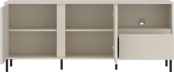 Lomadox Lowboard AMELIA-129, Fernsehschrank 157,8 cm Kaschmir mit Rillen 2 Türen 1 Schublade