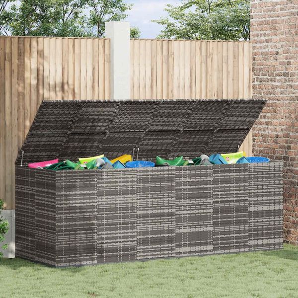 vidaXL Garten-Kissenbox PE Rattan 291x100,5x104 cm Grau 317237