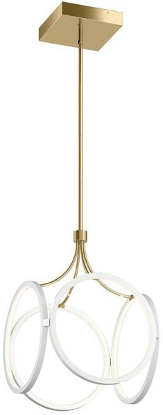 Elstead Lighting QN-CIRI-P-WH QUINTIESSE Hängeleuchte Ciri Integrated LED 45W 3000K Aluminium, Weiß mit Champagnergold; H:50cm Ø35. 6cm höhenverstellbar
