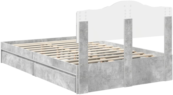vidaXL Aufbewahrungsbett Beton Grau 135x190 cm Holzwerkstoff 3413106 Bild 9