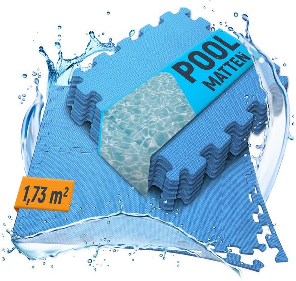 NEOLYMP Whirlpoolmatte Robuste Bodenschutzmatte - Fitness - Schutzmatte Boden - Fitnessmatte, BxLxH: 32x32x32 cm, (18 Puzzlestücke inkl. Randteile, 18 Schutzmatten Pool inklusive Randstücke - Puzzletechnik Poolboden), Schützt deinen Pool, EVA Matte, St...