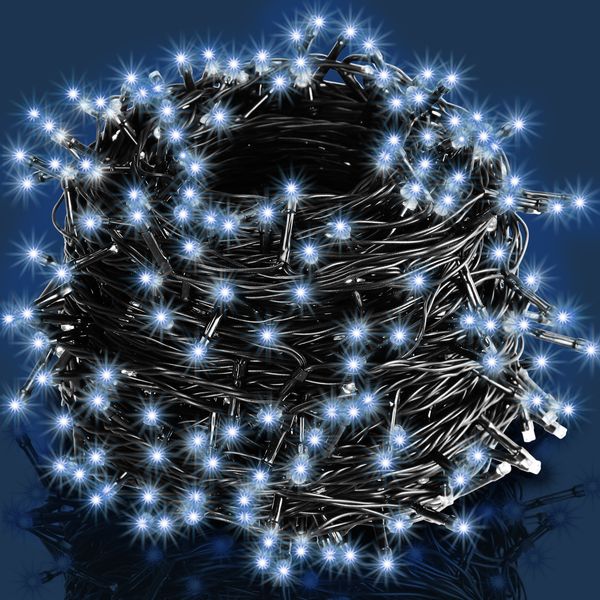monzana Lichterkette, IP44, Kaltweiß, 200 LEDs