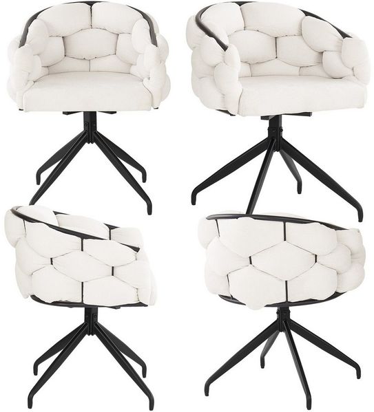 Flieks Esszimmerstuhl 360° drehbar (Set, 4 St), 4er Set Polsterstühle mit Armlehnen Drehstühle Wohnzimmer Samt
