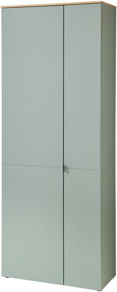 BARI Schuhschrank in Schilfgrün, Artisan Eiche Optik FSC-zertifiziert - Moderner Garderobenschrank mit viel Stauraum für Ihre Schuhe - 78 x 202 x 38 cm (B/H/T)