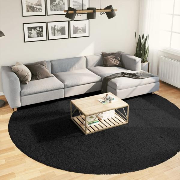 vidaXL Shaggy-Teppich PAMPLONA Hochflor Modern Schwarz Ø 280 cm 375293