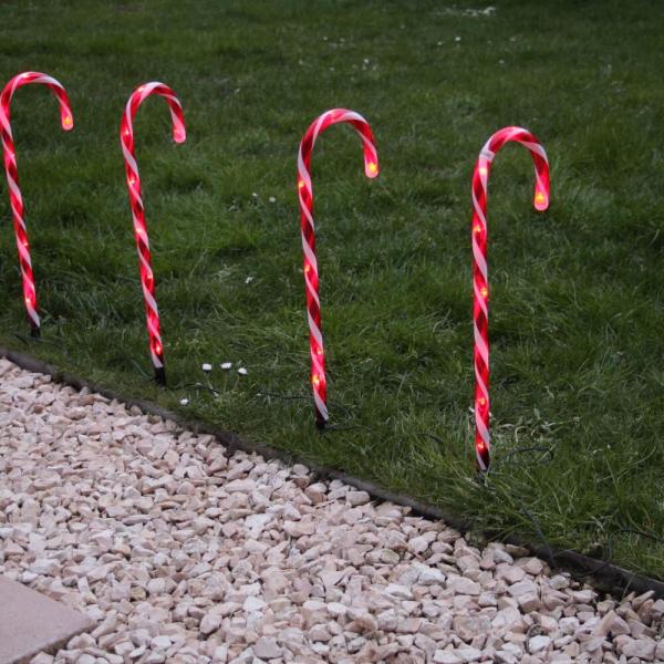 LED-Zuckerstangen 6 Stäbe mit Erdspieße Höhe 50/55 cm, 6/18 h A/A IP44