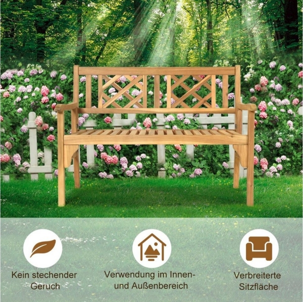 COSTWAY Gartenbank Sitzbank, bis 320kg belastbar, 120 x 56 x 90 cm Bild 3