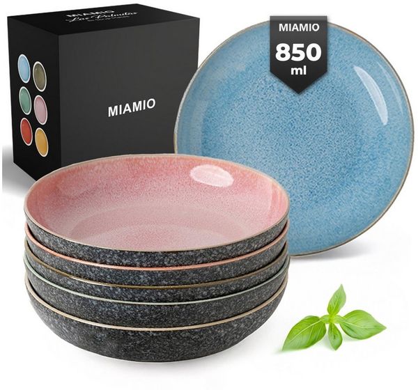 MiaMio Suppenteller Las Palmitas bunt, (6 St), 22 cm Durchmesser, 850 ml