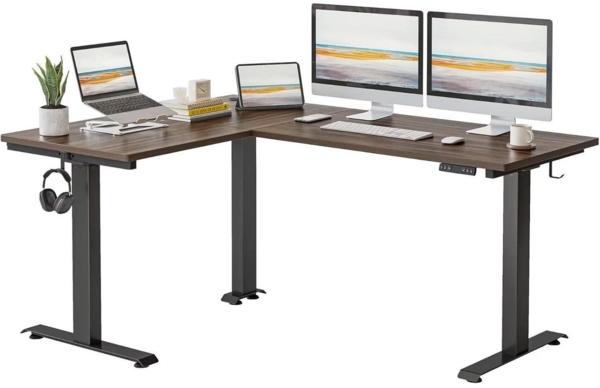 Elektrischer L-Form Schreibtisch 160x120cm, Höhenverstellbar, Antikollisions