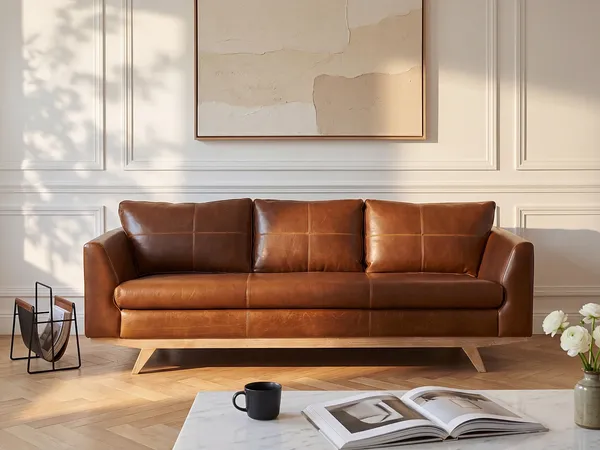 Vente-unique - Ledersofa Vintage 3-Sitzer - Braun - ALEGAN