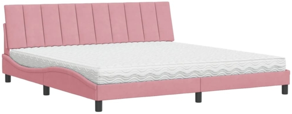 vidaXL Bett mit Matratze "Hanko" Rosa 200x200 cm Samt 3208621