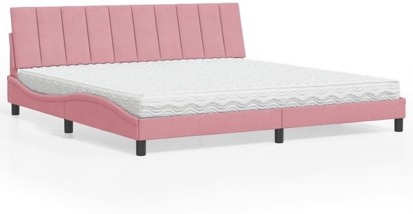 vidaXL Bett mit Matratze "Hanko" Rosa 200x200 cm Samt 3208621