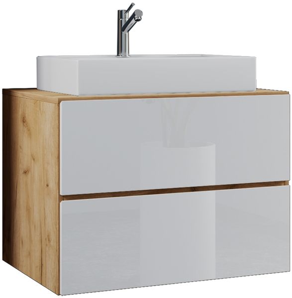VCM Badmöbel Waschtisch Lendas 915286 Weiß / Honig-Eiche H. 52 x B. 80 x T. 52 cm