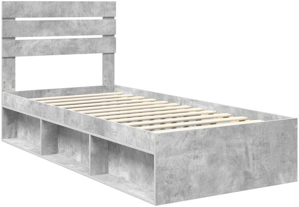 vidaXL Bettrahmen Beton Grau 90 x 190 cm Massives Kiefernholz 3411466 Bild 4