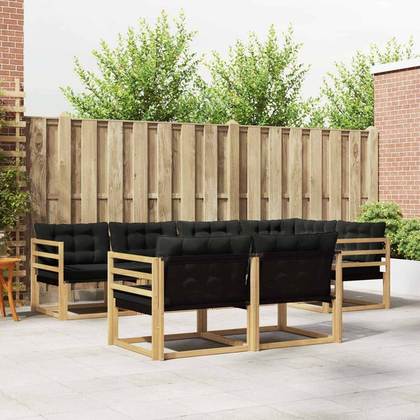 vidaXL Outdoor-Sofagarnitur mit Kissen 7 pcs Weiß und Schwarz 3388770