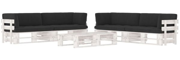 vidaXL 6-tlg. Paletten-Lounge-Set Weiß Imprägniertes Kiefernholz 3067004